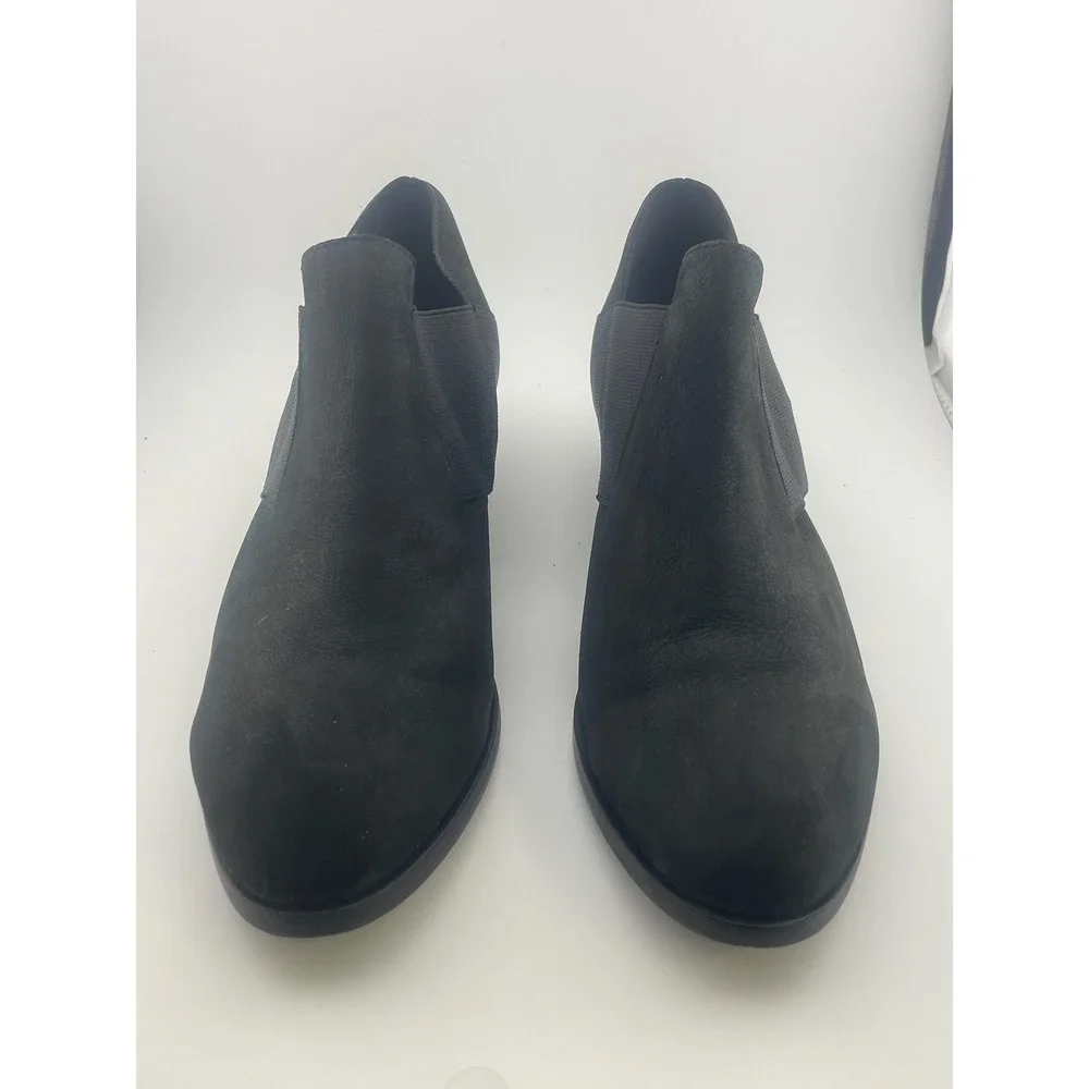 Eileen Fisher Perry black‎ nubuck suede elastic cutout shoes booties sz 7.5
